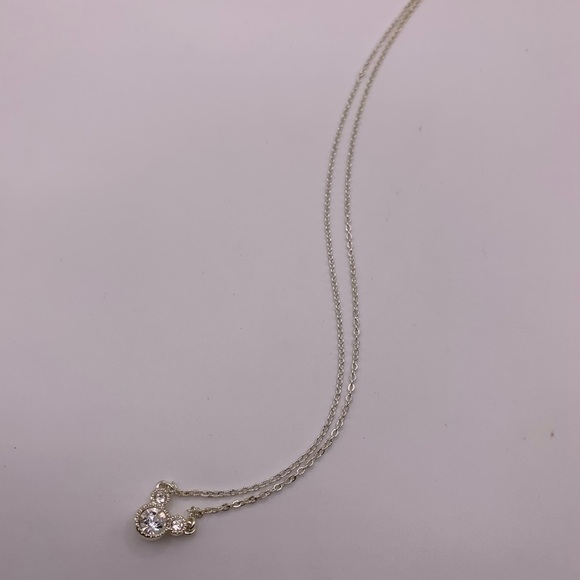 #125 Silver tone crystal Disney Micky Mouse necklace - Picture 2 of 6